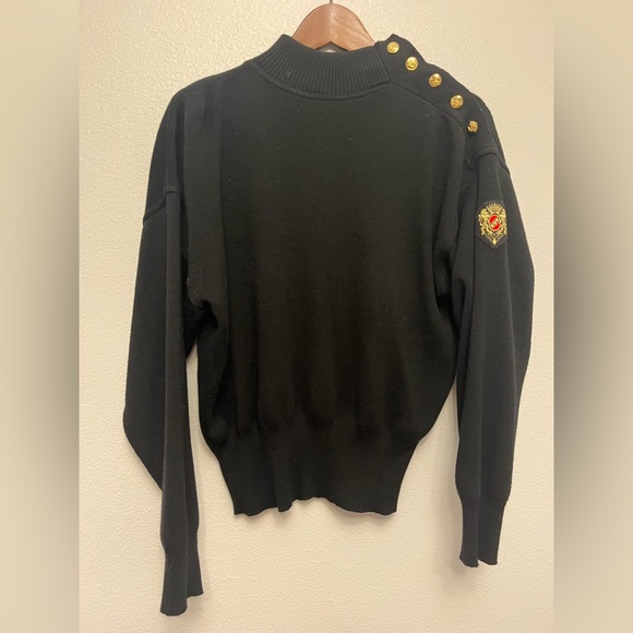 Vintage 70’s Meister Black Sweater with Gold Lion Crest & Fancy Buttons - a GEM! - Picture 3 of 14